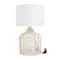 Beige Linen Coastal Table Lamp, 25" x 15" x 15"